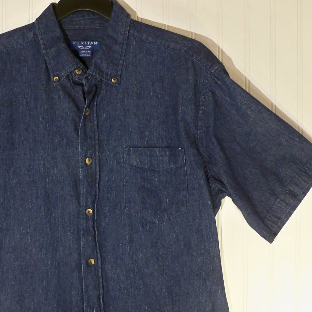 Puritan, Blue Jean Button Up Shirt L 42-44